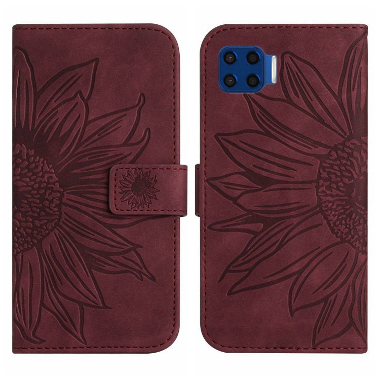 For Motorola Moto G 5G Plus Skin Feel Sun Flower Pattern Flip Leather Phone Case with Lanyard