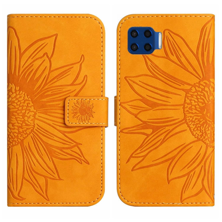 For Motorola Moto G 5G Plus Skin Feel Sun Flower Pattern Flip Leather Phone Case with Lanyard