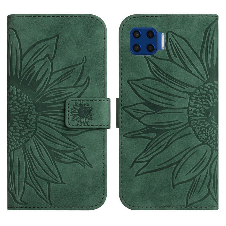 For Motorola Moto G 5G Plus Skin Feel Sun Flower Pattern Flip Leather Phone Case with Lanyard