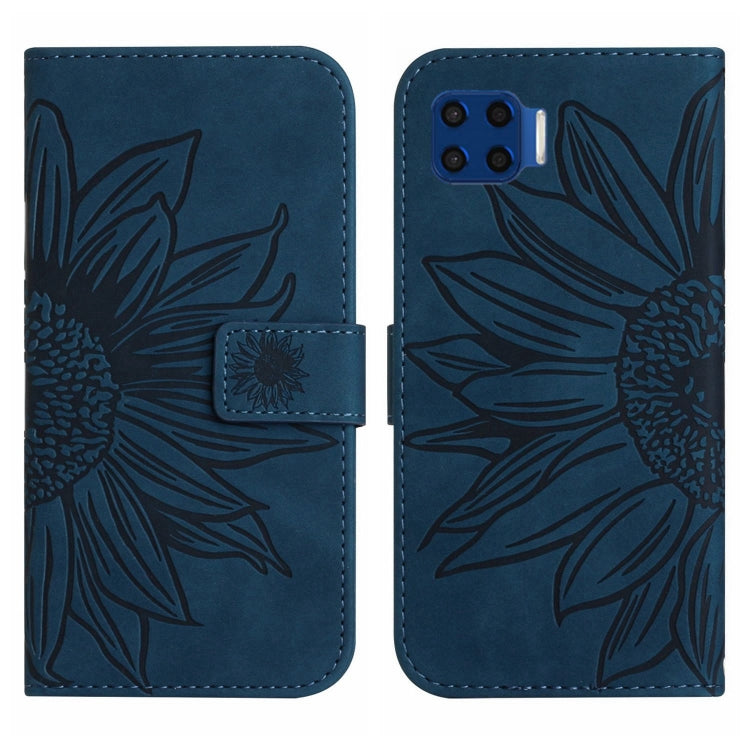 For Motorola Moto G 5G Plus Skin Feel Sun Flower Pattern Flip Leather Phone Case with Lanyard