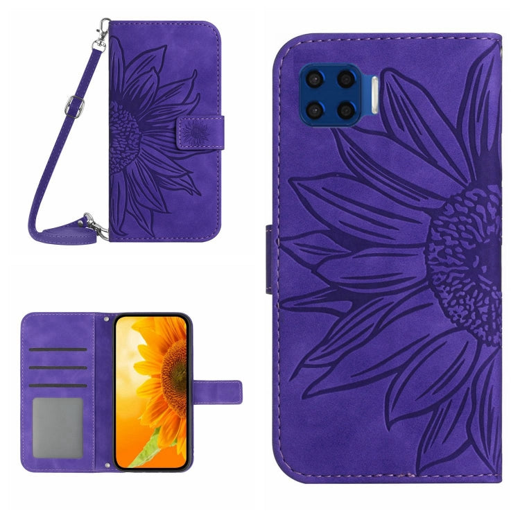 For Motorola Moto G 5G Plus Skin Feel Sun Flower Pattern Flip Leather Phone Case with Lanyard