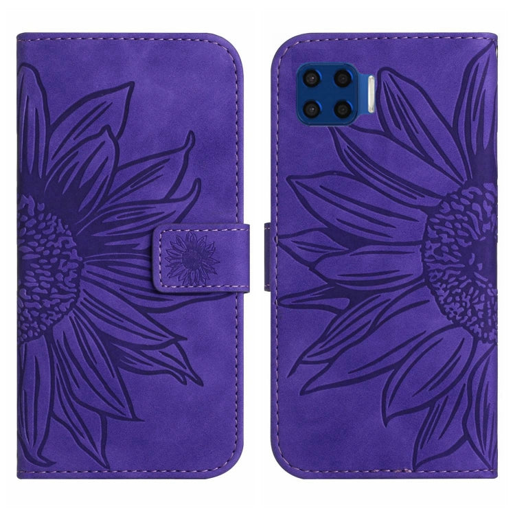 For Motorola Moto G 5G Plus Skin Feel Sun Flower Pattern Flip Leather Phone Case with Lanyard