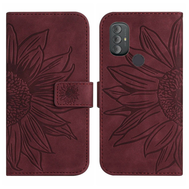 For Motorola Moto G Power 2022 Skin Feel Sun Flower Pattern Flip Leather Phone Case with Lanyard