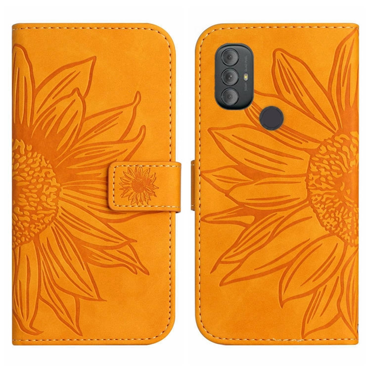 For Motorola Moto G Power 2022 Skin Feel Sun Flower Pattern Flip Leather Phone Case with Lanyard