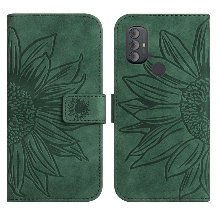 For Motorola Moto G Power 2022 Skin Feel Sun Flower Pattern Flip Leather Phone Case with Lanyard