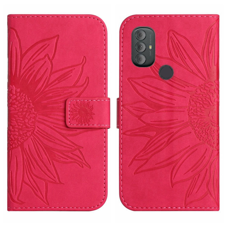 For Motorola Moto G Power 2022 Skin Feel Sun Flower Pattern Flip Leather Phone Case with Lanyard