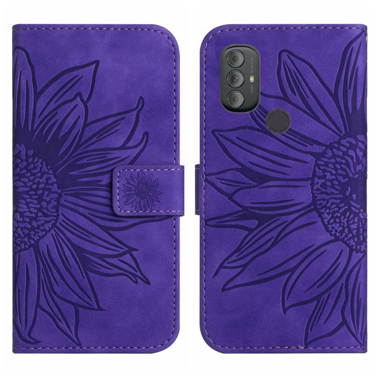 For Motorola Moto G Power 2022 Skin Feel Sun Flower Pattern Flip Leather Phone Case with Lanyard