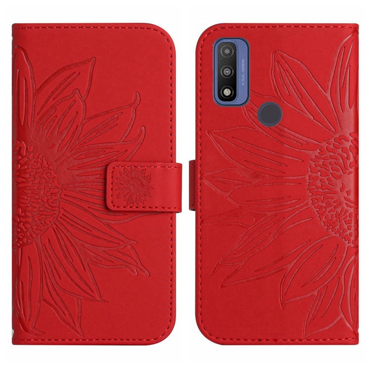 For Motorola Moto G Pure 2021 Skin Feel Sun Flower Pattern Flip Leather Phone Case with Lanyard