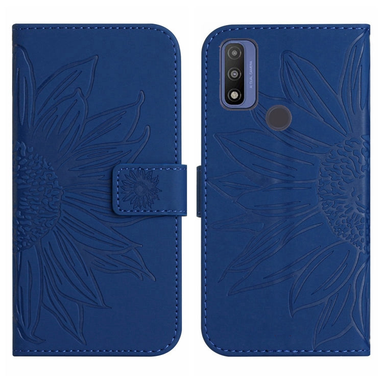 For Motorola Moto G Pure 2021 Skin Feel Sun Flower Pattern Flip Leather Phone Case with Lanyard