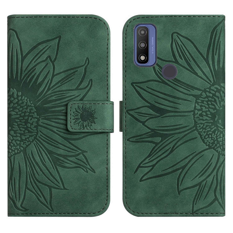 For Motorola Moto G Pure 2021 Skin Feel Sun Flower Pattern Flip Leather Phone Case with Lanyard