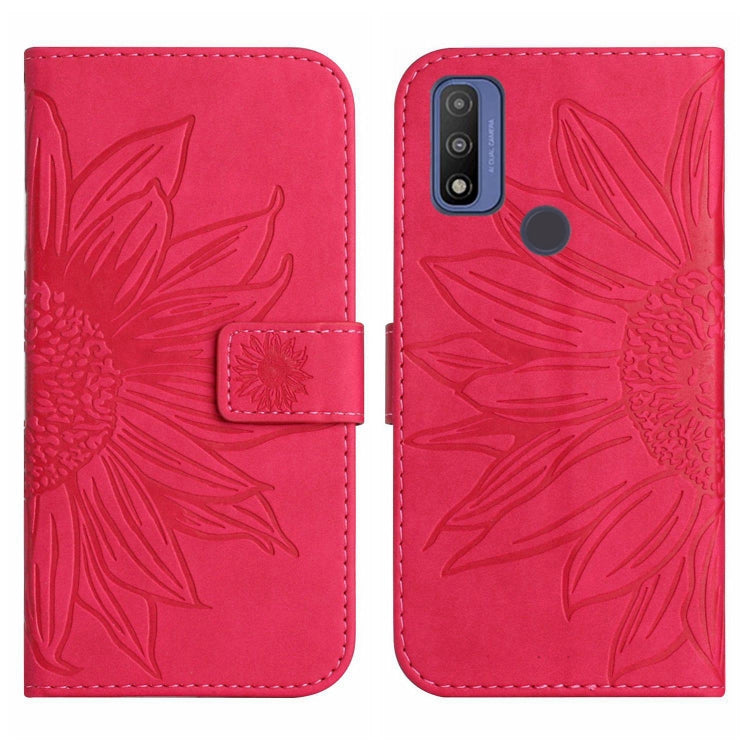 For Motorola Moto G Pure 2021 Skin Feel Sun Flower Pattern Flip Leather Phone Case with Lanyard