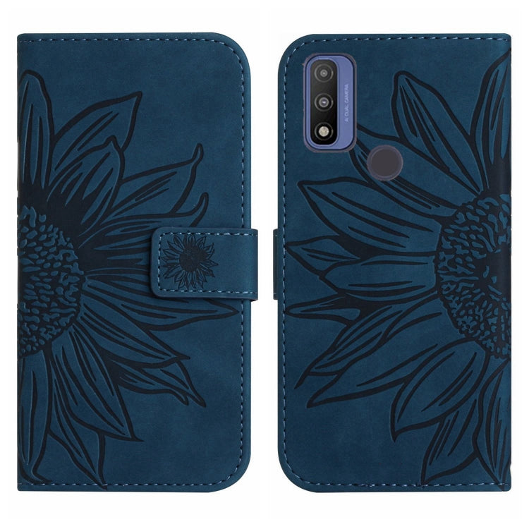 For Motorola Moto G Pure 2021 Skin Feel Sun Flower Pattern Flip Leather Phone Case with Lanyard