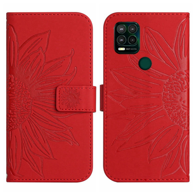 For Motorola Moto G Stylus 5G Skin Feel Sun Flower Pattern Flip Leather Phone Case with Lanyard