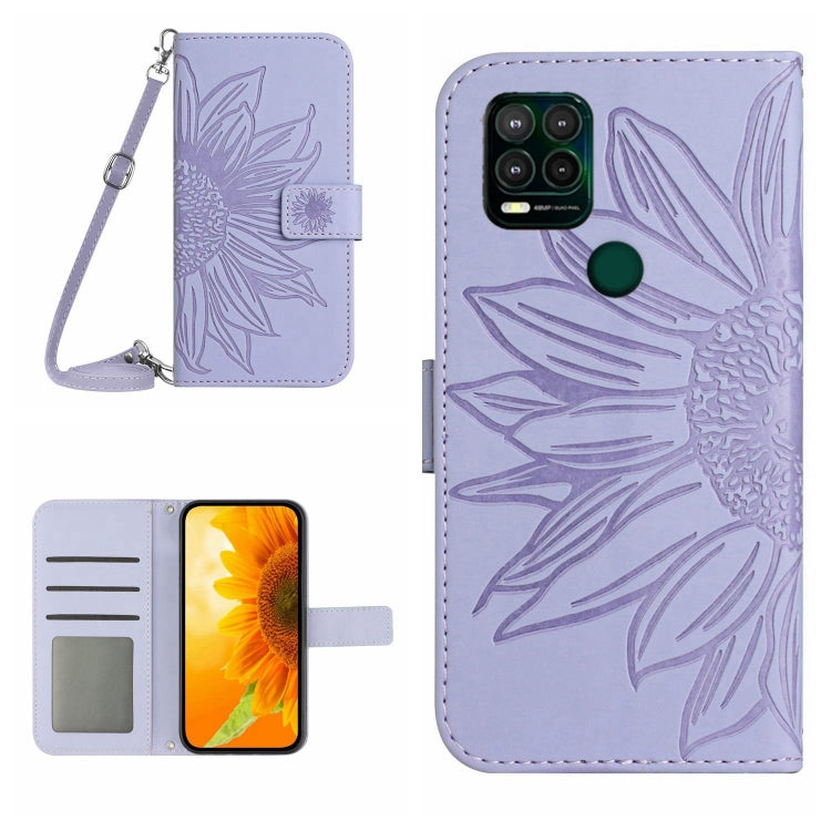 For Motorola Moto G Stylus 5G Skin Feel Sun Flower Pattern Flip Leather Phone Case with Lanyard