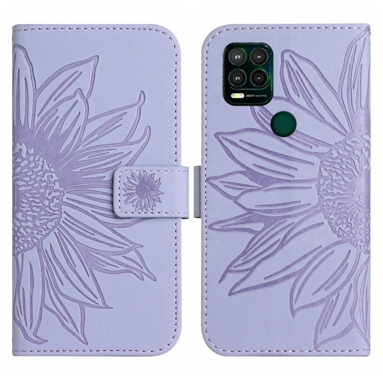 For Motorola Moto G Stylus 5G Skin Feel Sun Flower Pattern Flip Leather Phone Case with Lanyard
