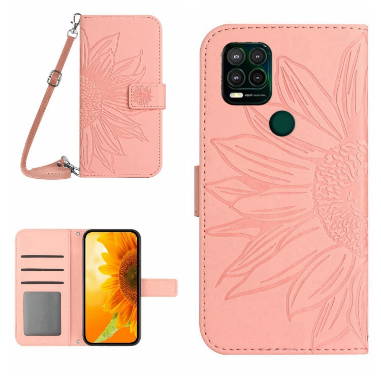 For Motorola Moto G Stylus 5G Skin Feel Sun Flower Pattern Flip Leather Phone Case with Lanyard