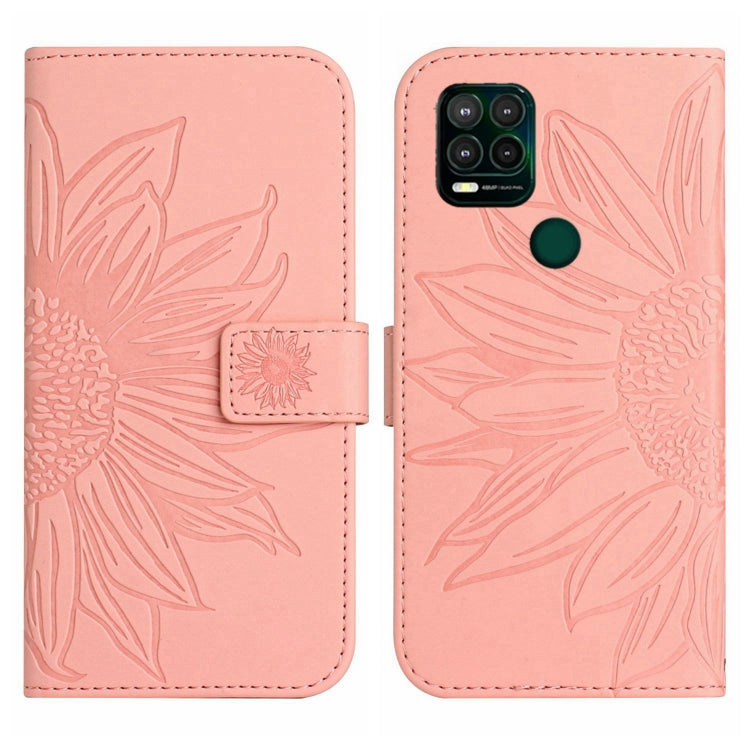 For Motorola Moto G Stylus 5G Skin Feel Sun Flower Pattern Flip Leather Phone Case with Lanyard