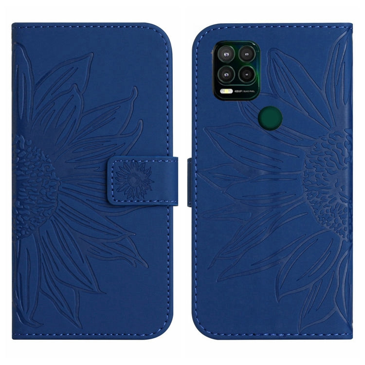 For Motorola Moto G Stylus 5G Skin Feel Sun Flower Pattern Flip Leather Phone Case with Lanyard