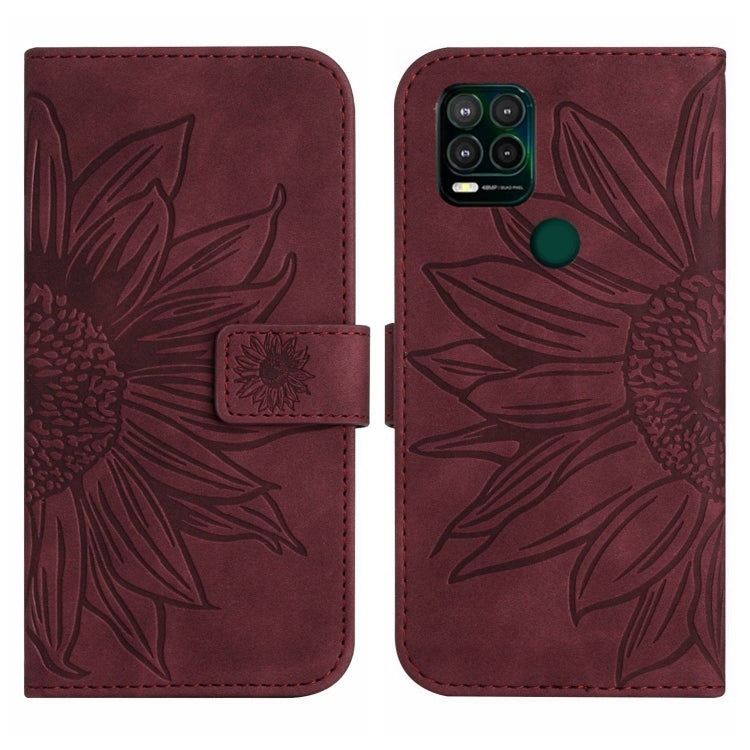 For Motorola Moto G Stylus 5G Skin Feel Sun Flower Pattern Flip Leather Phone Case with Lanyard