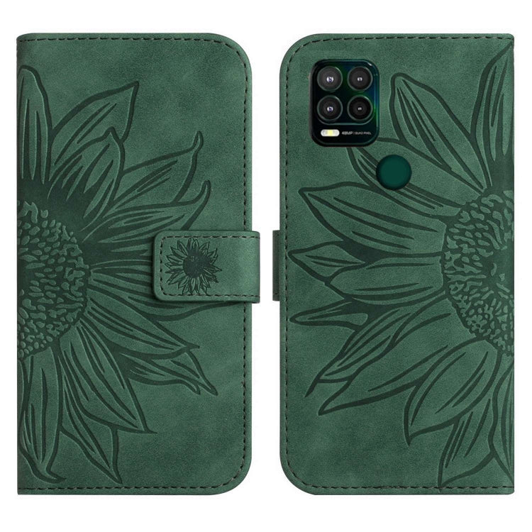 For Motorola Moto G Stylus 5G Skin Feel Sun Flower Pattern Flip Leather Phone Case with Lanyard