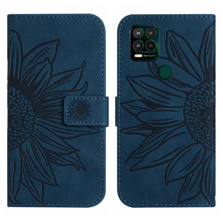 For Motorola Moto G Stylus 5G Skin Feel Sun Flower Pattern Flip Leather Phone Case with Lanyard