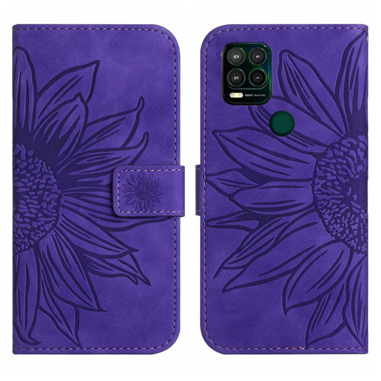For Motorola Moto G Stylus 5G Skin Feel Sun Flower Pattern Flip Leather Phone Case with Lanyard