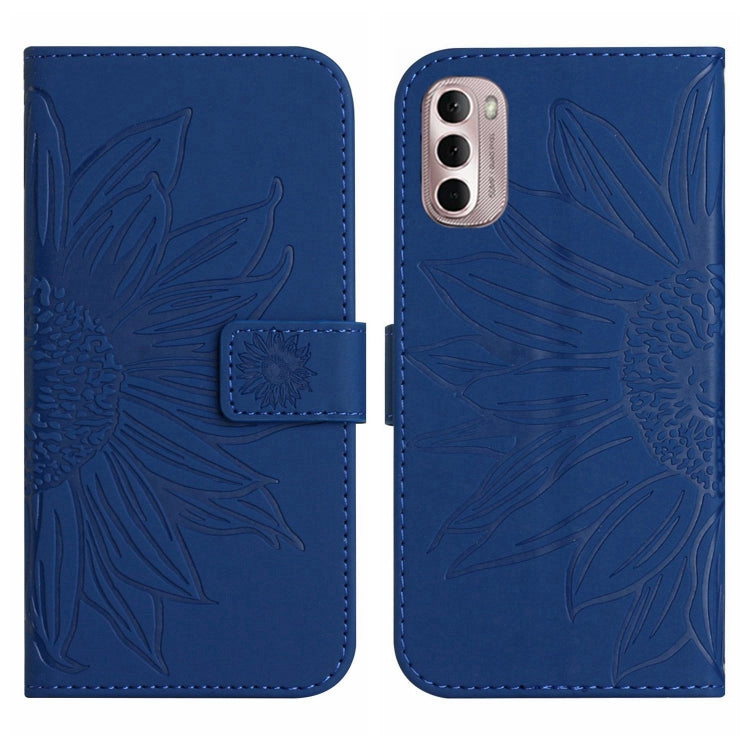 For Motorola Moto G Stylus 5G 2022 Skin Feel Sun Flower Pattern Flip Leather Phone Case with Lanyard