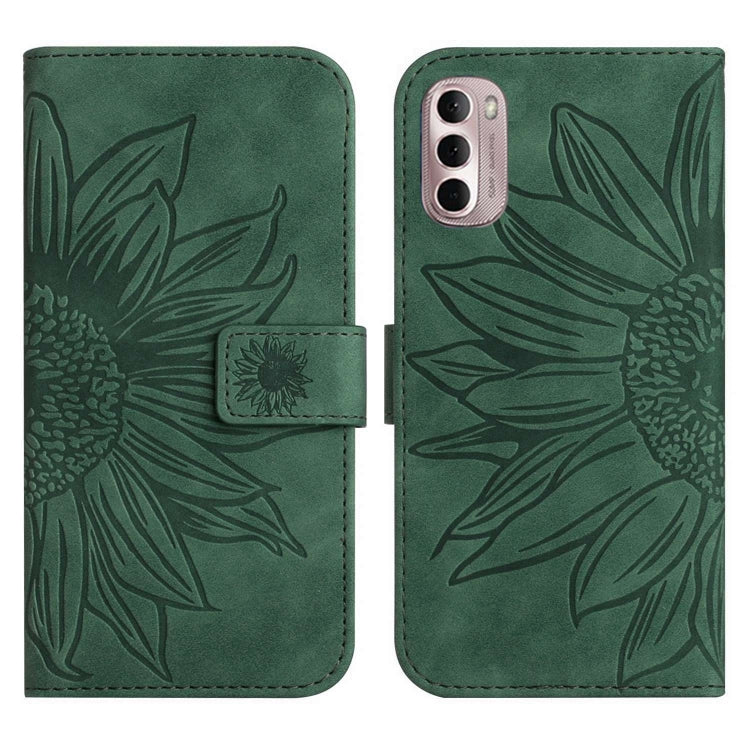For Motorola Moto G Stylus 2022 4G Skin Feel Sun Flower Pattern Flip Leather Phone Case with Lanyard