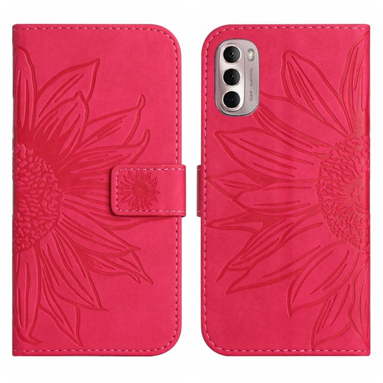 For Motorola Moto G Stylus 2022 4G Skin Feel Sun Flower Pattern Flip Leather Phone Case with Lanyard