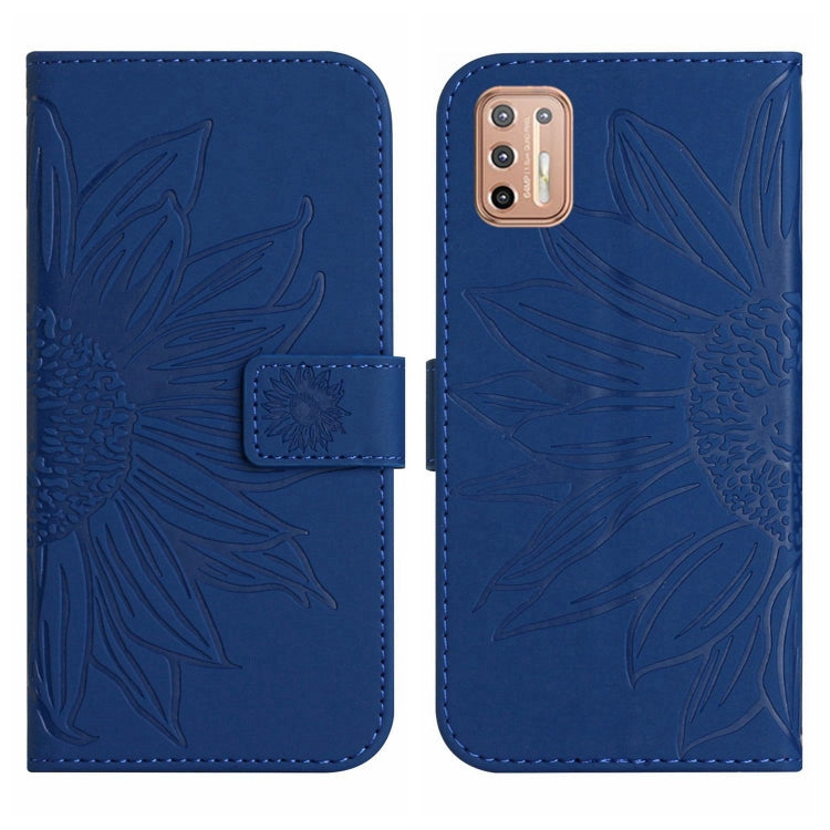 For Motorola Moto G9 Plus Skin Feel Sun Flower Pattern Flip Leather Phone Case with Lanyard