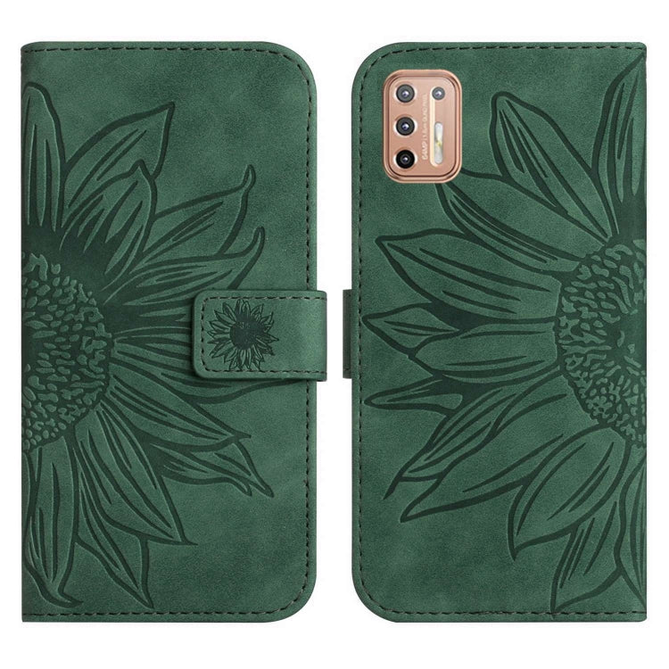 For Motorola Moto G9 Plus Skin Feel Sun Flower Pattern Flip Leather Phone Case with Lanyard