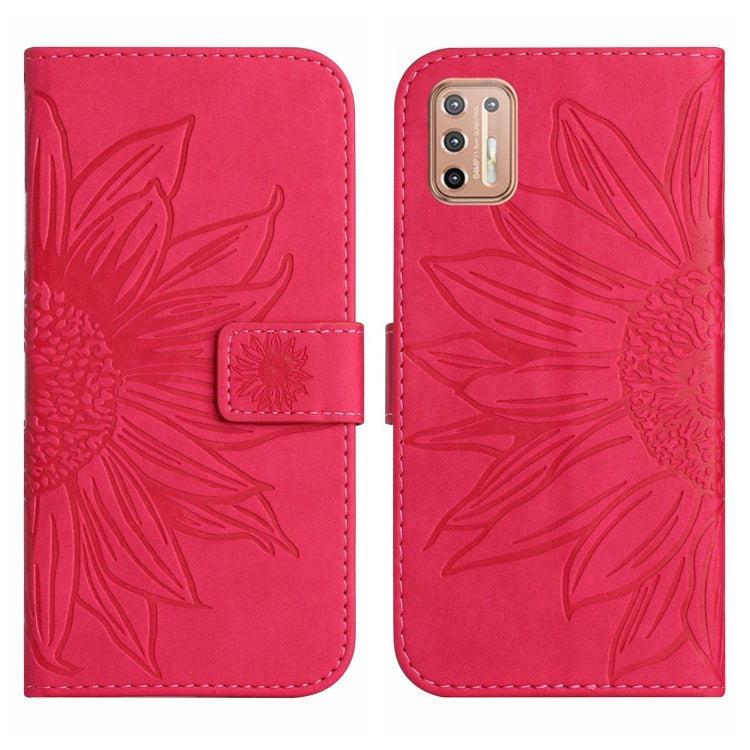 For Motorola Moto G9 Plus Skin Feel Sun Flower Pattern Flip Leather Phone Case with Lanyard
