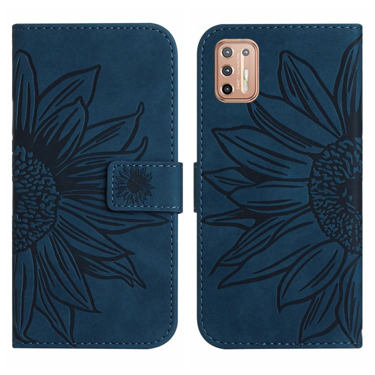 For Motorola Moto G9 Plus Skin Feel Sun Flower Pattern Flip Leather Phone Case with Lanyard