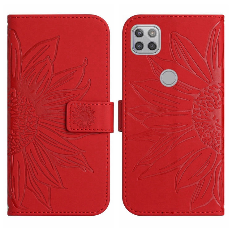 For Motorola Moto G9 Power Skin Feel Sun Flower Pattern Flip Leather Phone Case with Lanyard