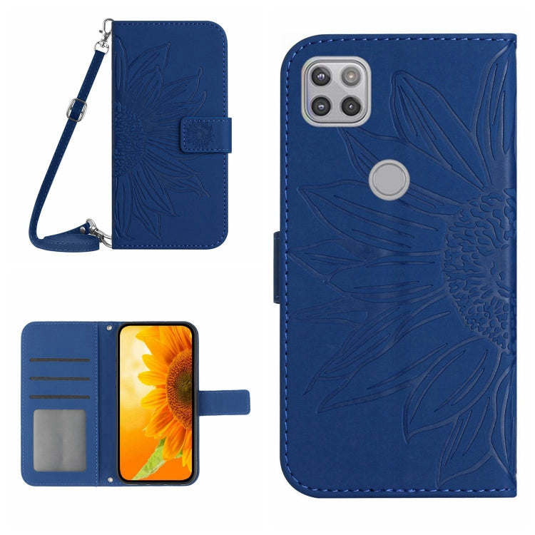 For Motorola Moto G9 Power Skin Feel Sun Flower Pattern Flip Leather Phone Case with Lanyard