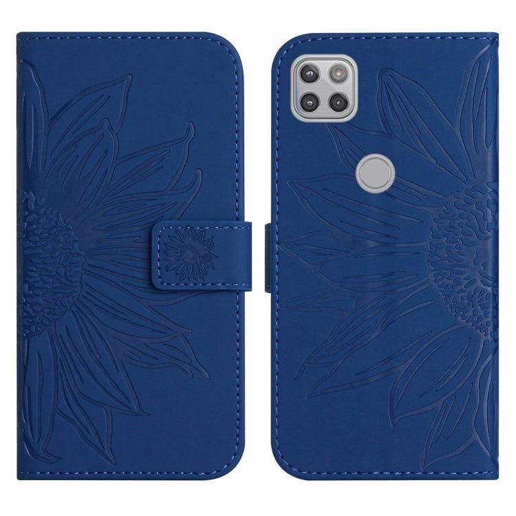 For Motorola Moto G9 Power Skin Feel Sun Flower Pattern Flip Leather Phone Case with Lanyard