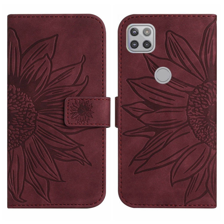 For Motorola Moto G9 Power Skin Feel Sun Flower Pattern Flip Leather Phone Case with Lanyard