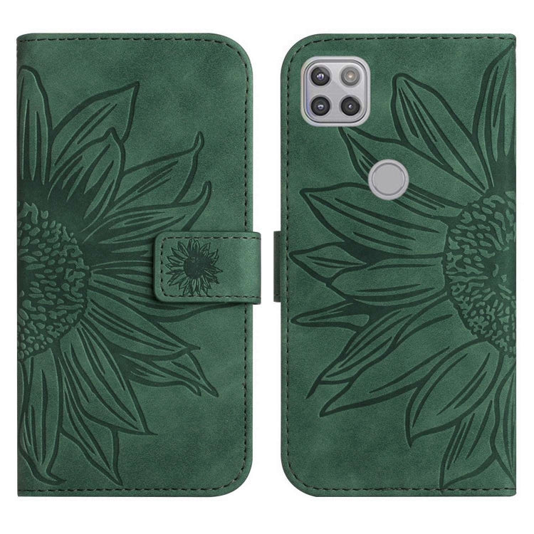 For Motorola Moto G9 Power Skin Feel Sun Flower Pattern Flip Leather Phone Case with Lanyard