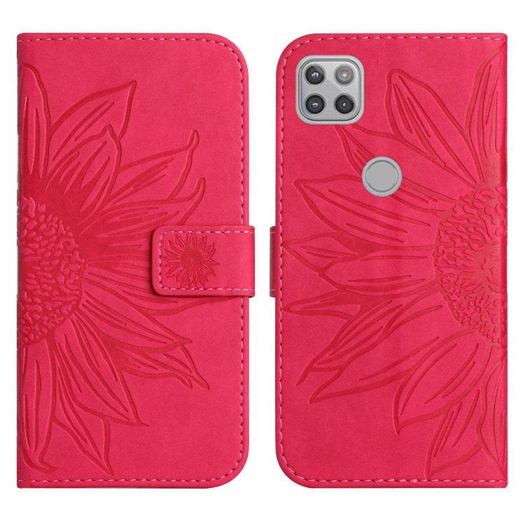 For Motorola Moto G9 Power Skin Feel Sun Flower Pattern Flip Leather Phone Case with Lanyard