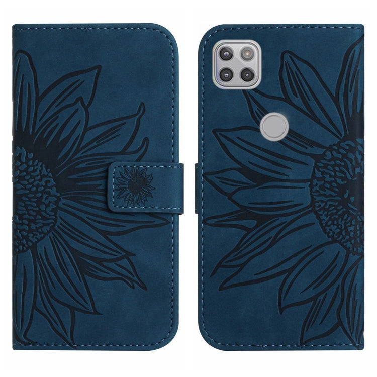 For Motorola Moto G9 Power Skin Feel Sun Flower Pattern Flip Leather Phone Case with Lanyard