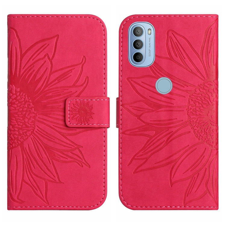 For Motorola Moto G31/G41 Skin Feel Sun Flower Pattern Flip Leather Phone Case with Lanyard