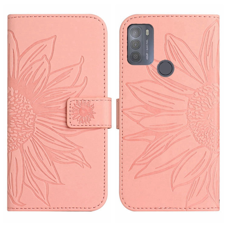 For Motorola Moto G50 Skin Feel Sun Flower Pattern Flip Leather Phone Case with Lanyard