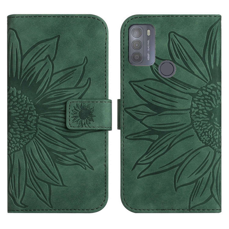 For Motorola Moto G50 Skin Feel Sun Flower Pattern Flip Leather Phone Case with Lanyard