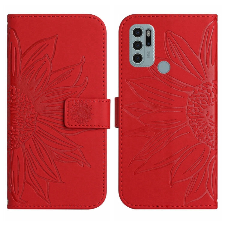 For Motorola Moto G60S Skin Feel Sun Flower Pattern Flip Leather Phone Case with Lanyard