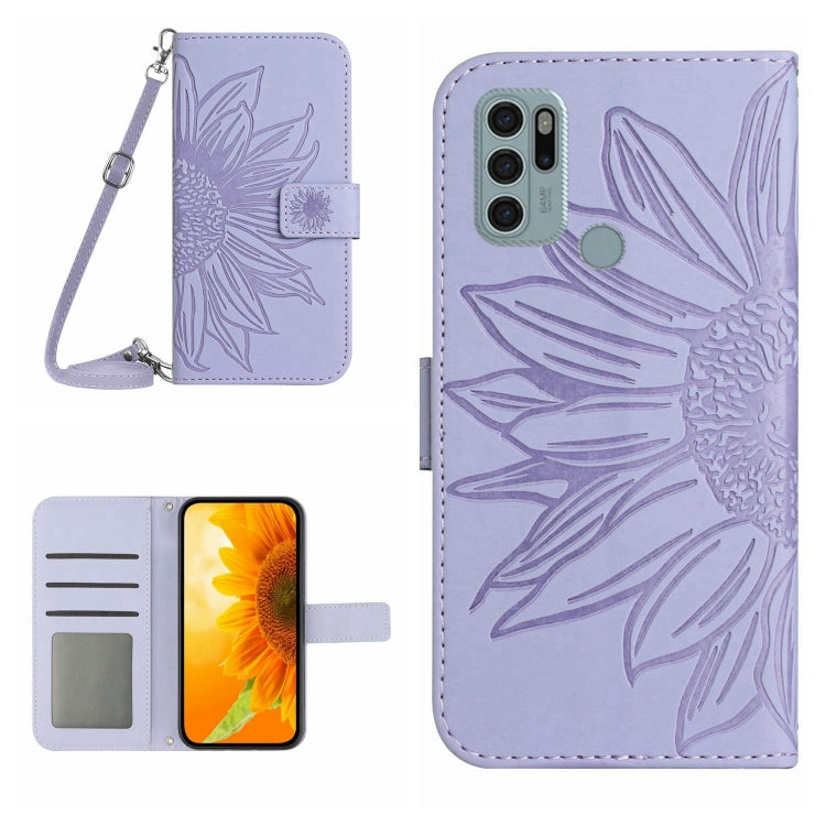 For Motorola Moto G60S Skin Feel Sun Flower Pattern Flip Leather Phone Case with Lanyard