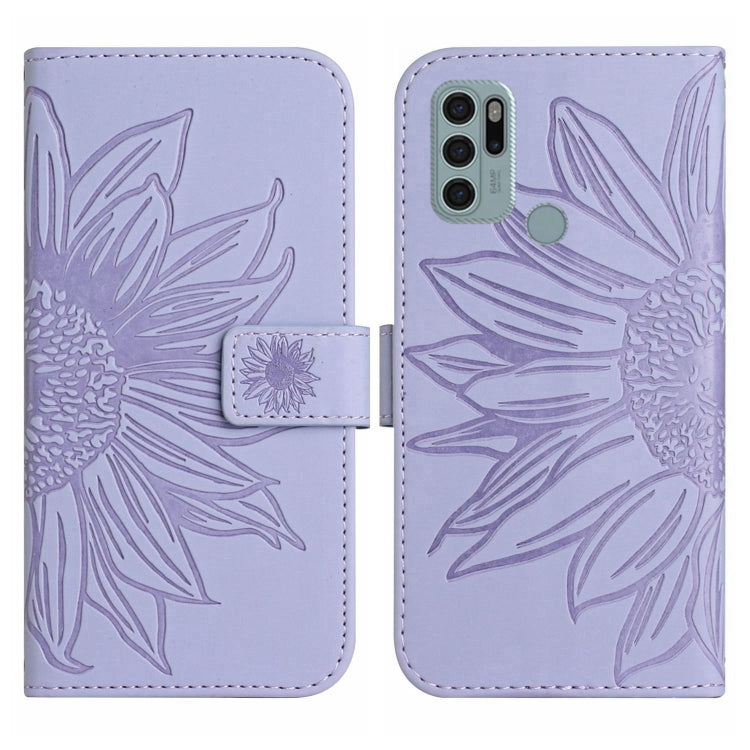 For Motorola Moto G60S Skin Feel Sun Flower Pattern Flip Leather Phone Case with Lanyard
