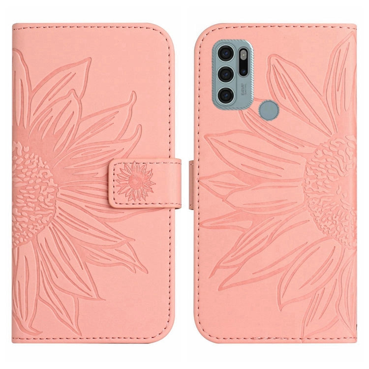 For Motorola Moto G60S Skin Feel Sun Flower Pattern Flip Leather Phone Case with Lanyard