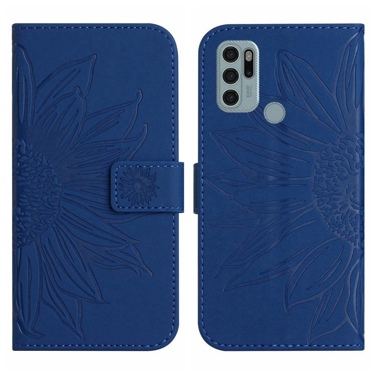For Motorola Moto G60S Skin Feel Sun Flower Pattern Flip Leather Phone Case with Lanyard