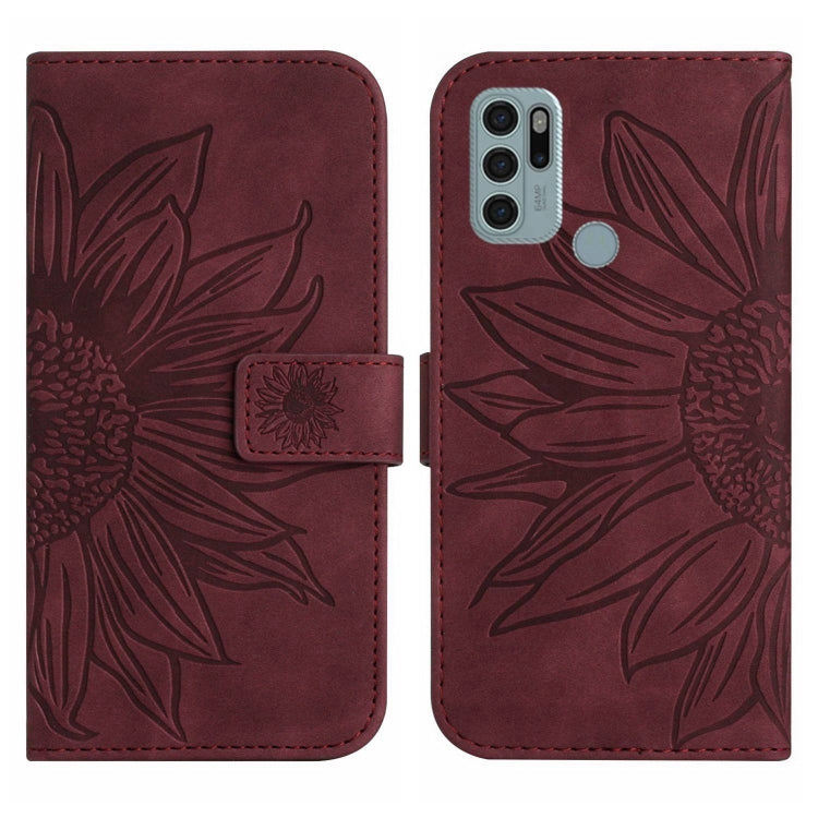 For Motorola Moto G60S Skin Feel Sun Flower Pattern Flip Leather Phone Case with Lanyard