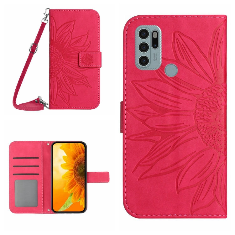 For Motorola Moto G60S Skin Feel Sun Flower Pattern Flip Leather Phone Case with Lanyard